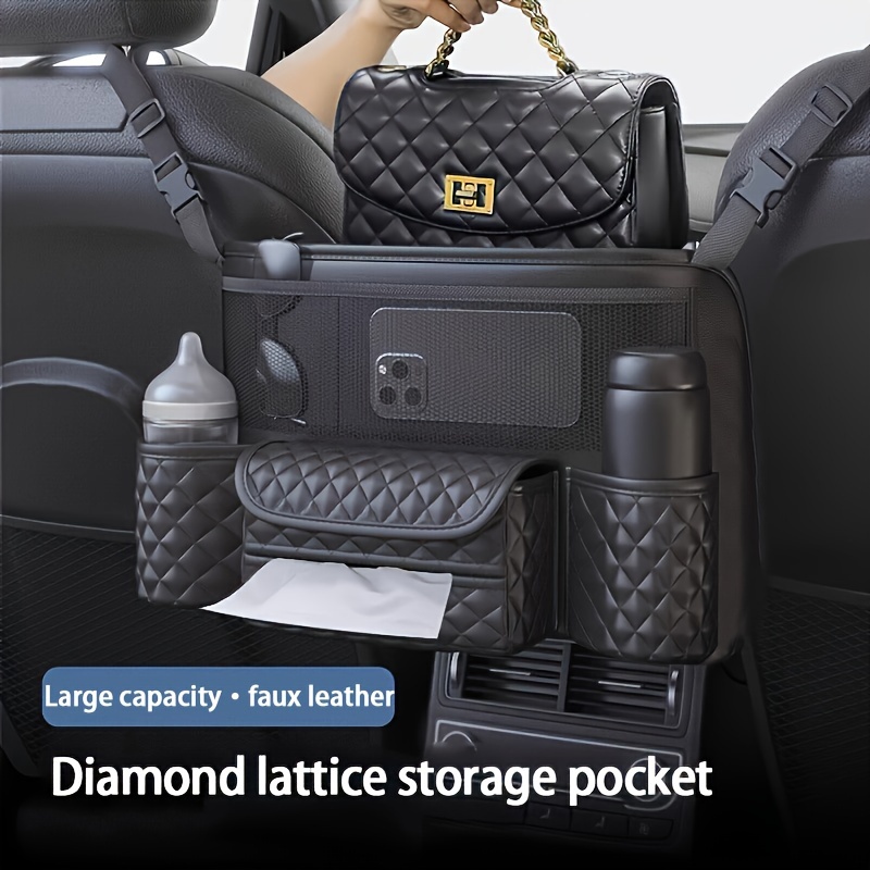 

1pc Car Seat Storage Bag, Multi-functional Storage Bag Hanging Between Seats, Handbag Holder With Cup Holder, Tissue Box, Car Interior Accessories