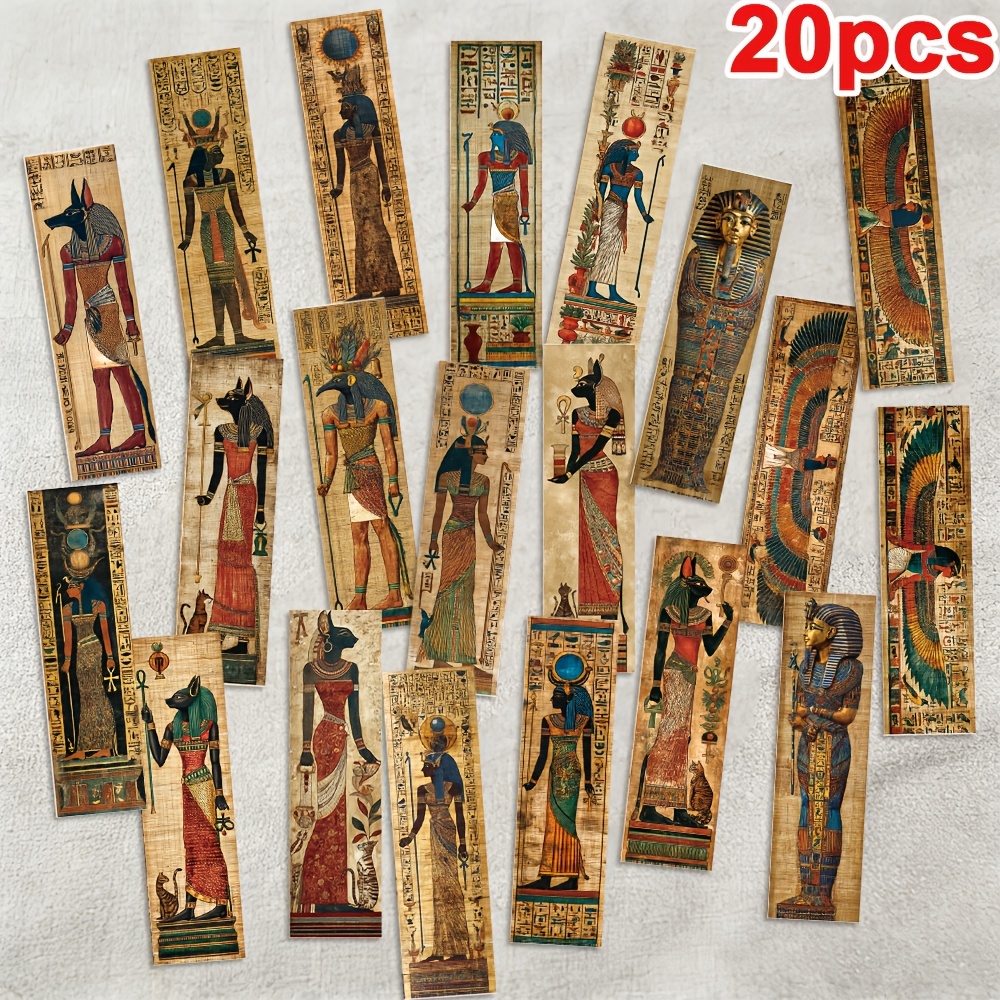 TEMU Ensemble de 20 marque-pages de style mural égyptien antique de 5,9 × 1,57 pouces, grande quantité de haute qualité, cadeau pour les amateurs de