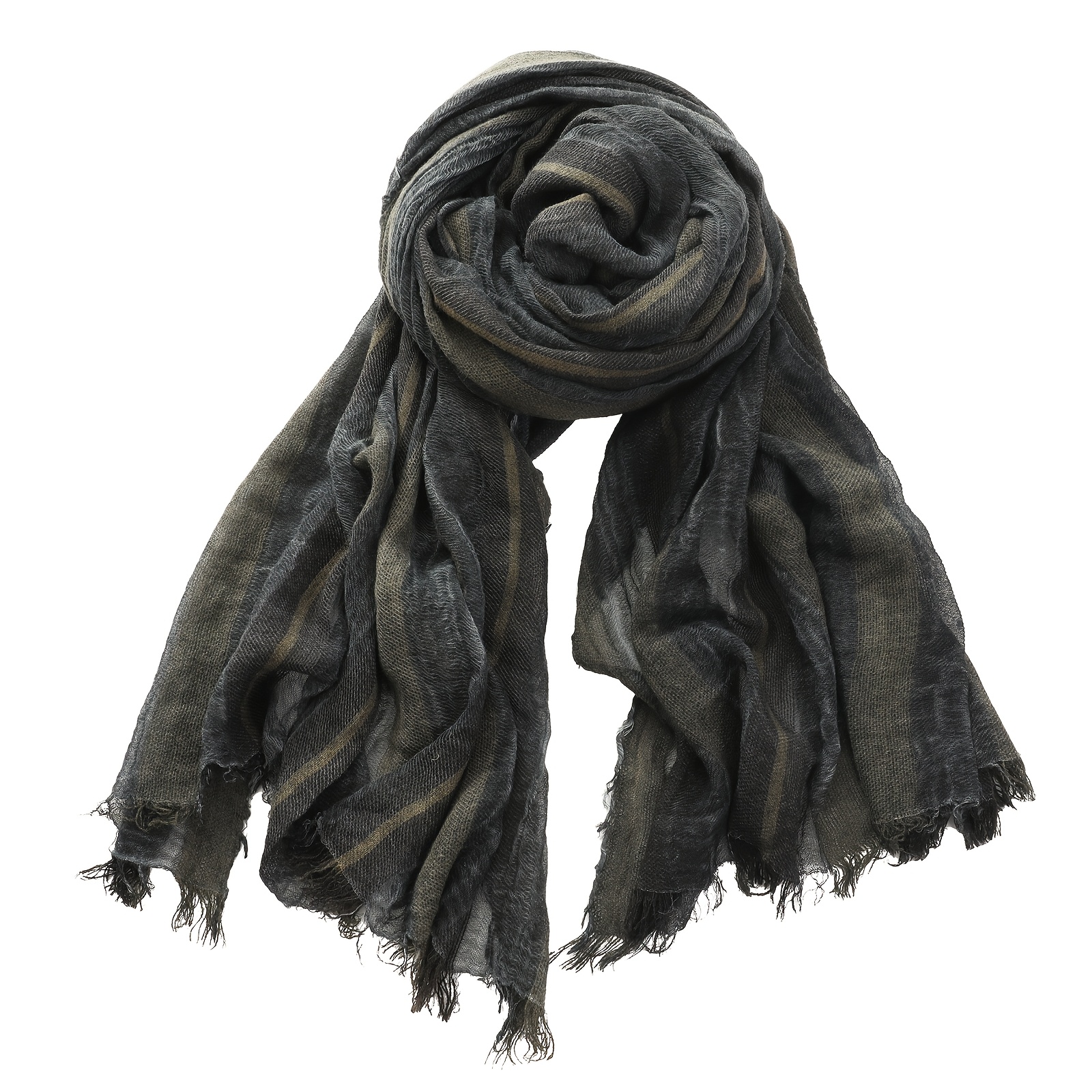 Image of Literary Retro Solid Color Tie-dye Scarf Men And Women Autumn And Winter Striped Scarf
