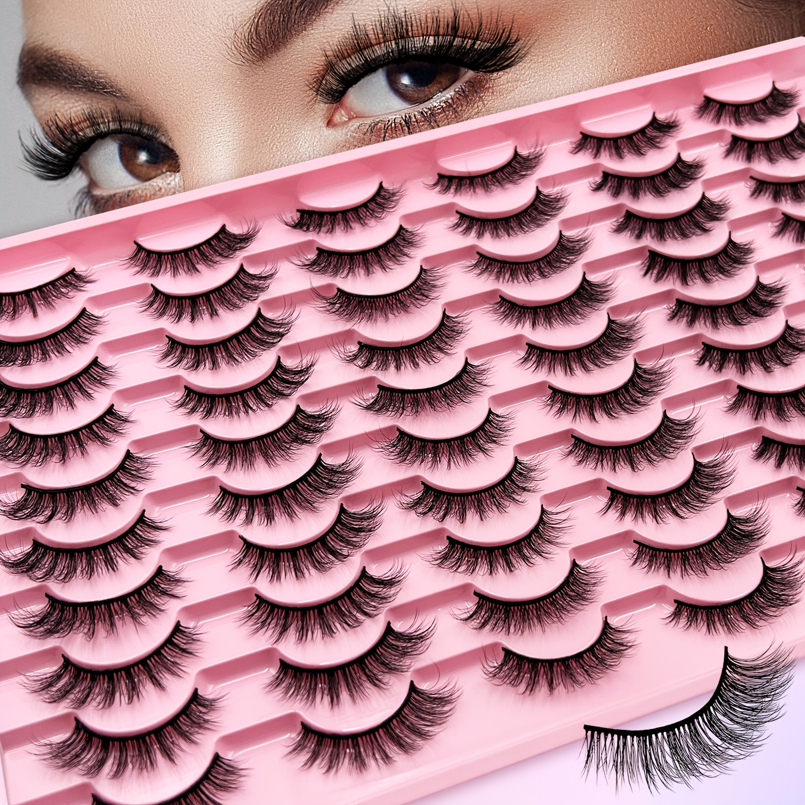 Image of 30 Pairs Of Black False Eyelashes Styles, Thick Curly Eyelashes Cat-eye Fluffy Lashes, For Daily And Party Makeup
