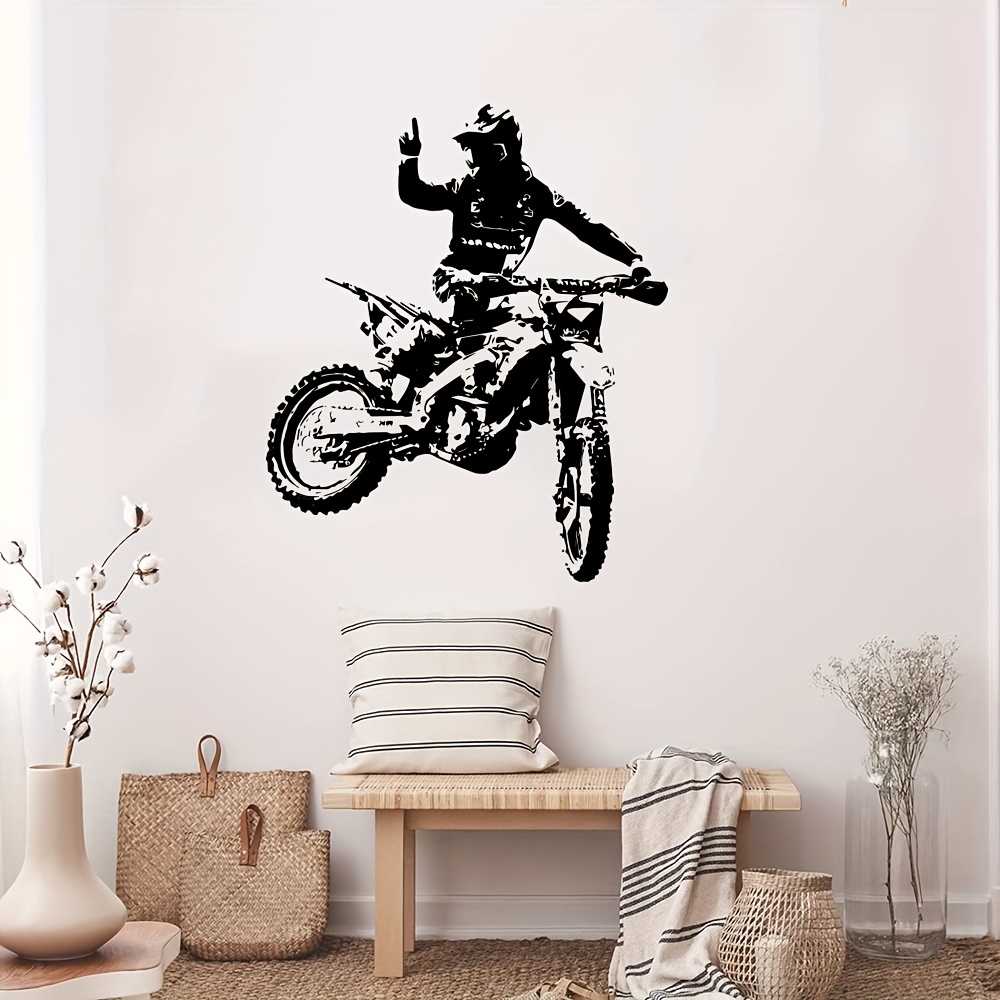 Image of Motocross Motorbike Wall Sticker Dirt Bike Stunt Scoot Motorcycle Bike Wall Decal Boy Room Bedroom Home Decor
