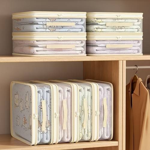 foldable bedsheet storage organizer bags pack of 4 with strong zipper large capacity blanket quilt comforter storage for wardrobe cupboard space saving fabric clothes organizer for home use under bed storage