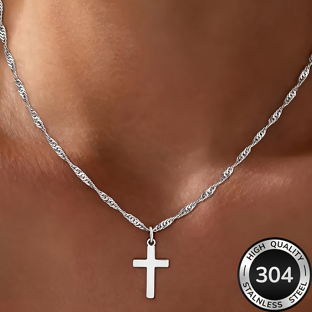 Jorell Women's Low-allergy Stainless Steel Cross Necklace With Kc - Hypoallergenic Minimalist Religious Jewelry Suitable For Daily Wear & Parties, Christmas Gift For & Women