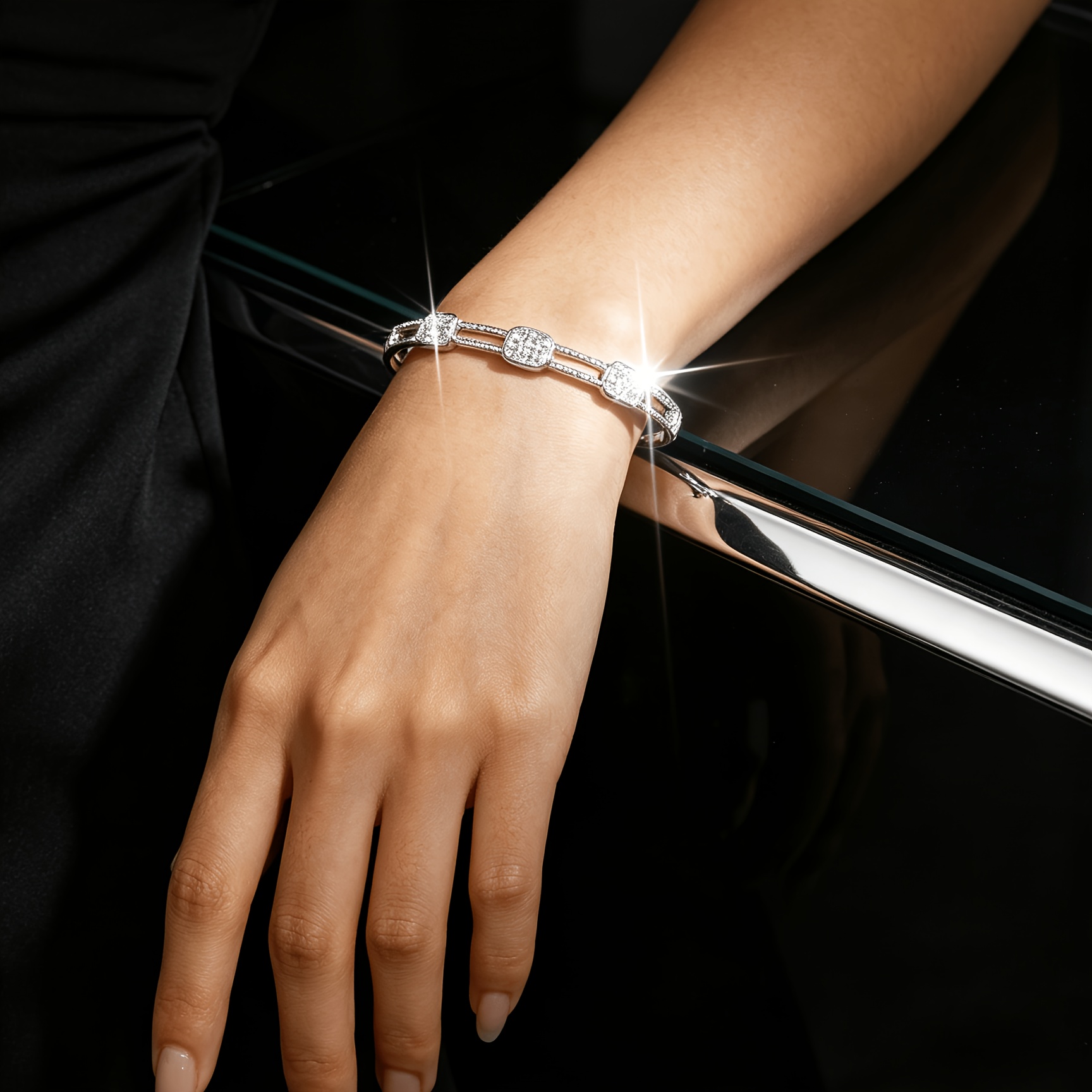 Women's Rhinestone Bracelet, French-Style Elegant Design