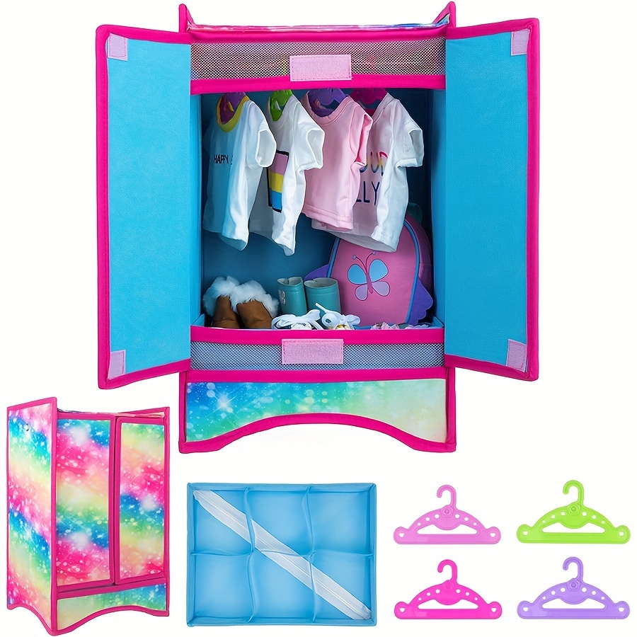 

[ ] 5pcs Set Of Doll Wardrobes And Accessories, Including Colored , 4 Colored Hangers, American Doll Toys, Birthday Gifts, Christmas, Girls, Boys, Children