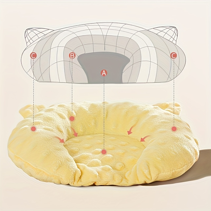 cozy u shaped cartoon dog bed for small dogs toy breeds soft polyester fleece oval sleep pad with solid   warm   for   decor cute dog bed fluffy texture Product details 6
