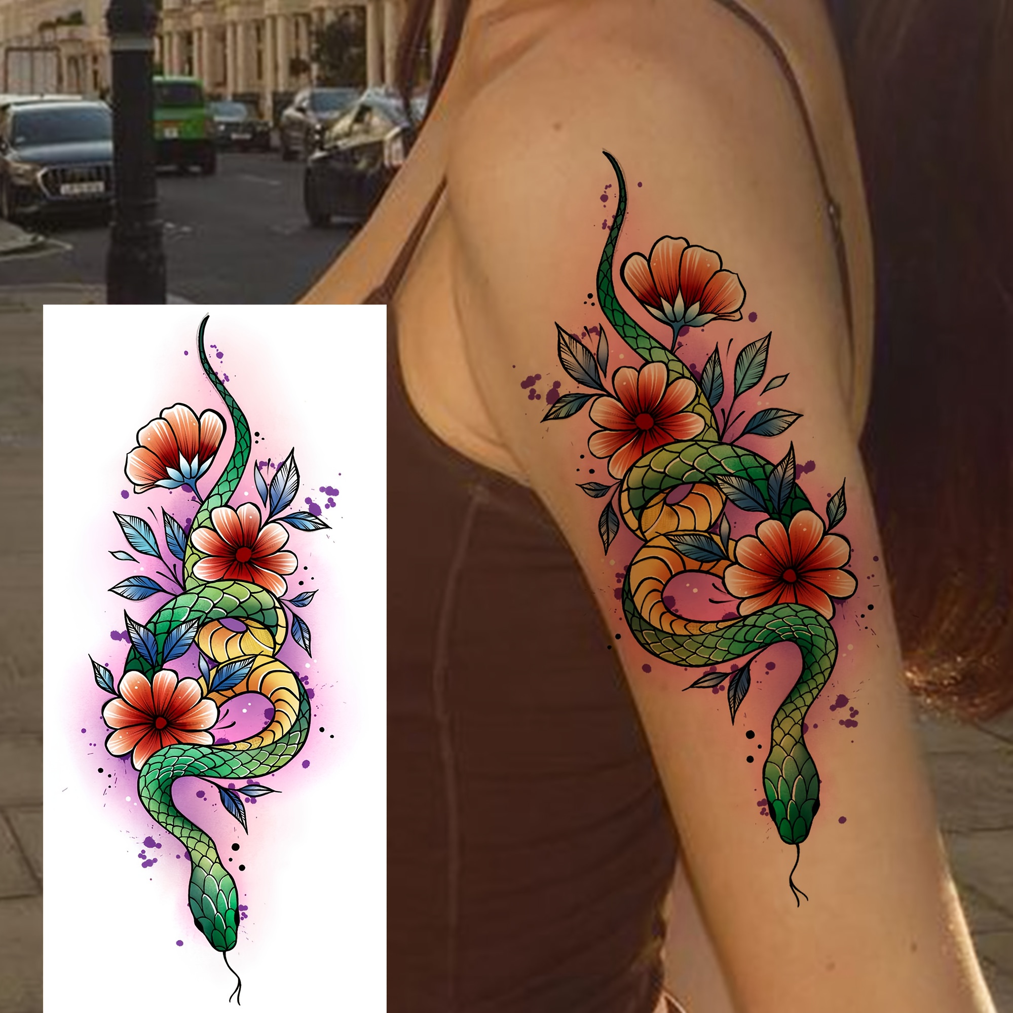 blauwe pruimenbloesem tijdelijke tattoo sticker voor - Temu Netherlands, image size:1999x1999