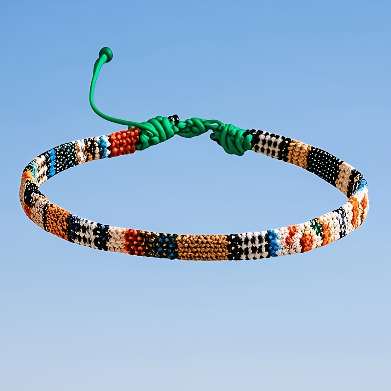 Colorful Bohemian Woven Bracelet Set - High Contrast Patterns