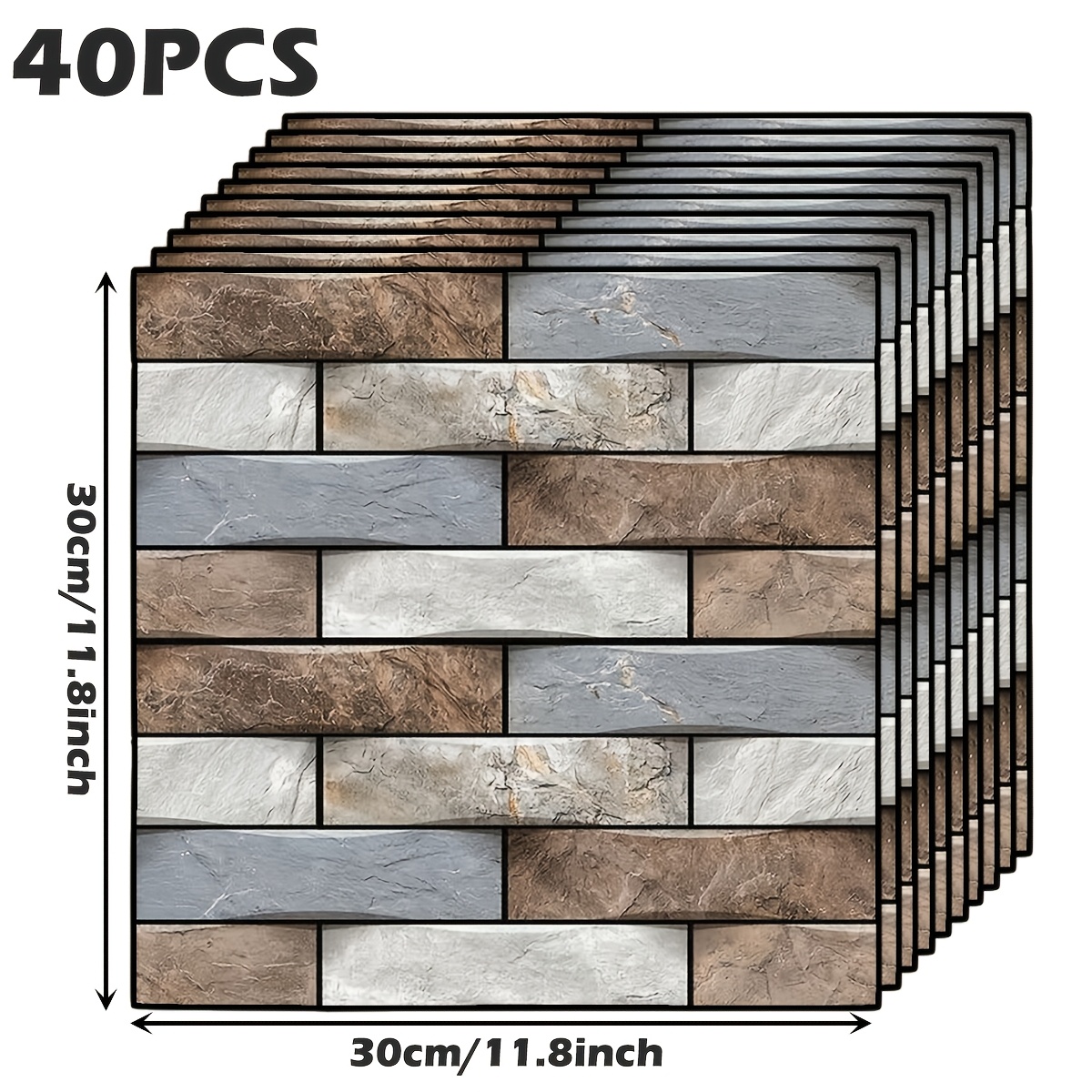 TEMU 20/40pcs 3d Simulated Brick-patterned Wall Stickers, Christmas Decorative Ceramic Tile Stickers, Waterproof And Wallpapers For Home Renovation.
