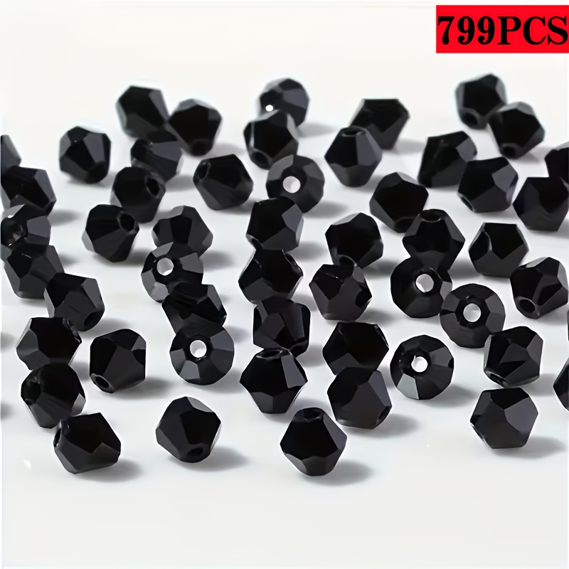 TEMU 399pz/799pz Perline coniche nere in vetro di sintetico da 4 mm, per di braccialetti, collane e gioielli, perline distanziatrici per gioielli,