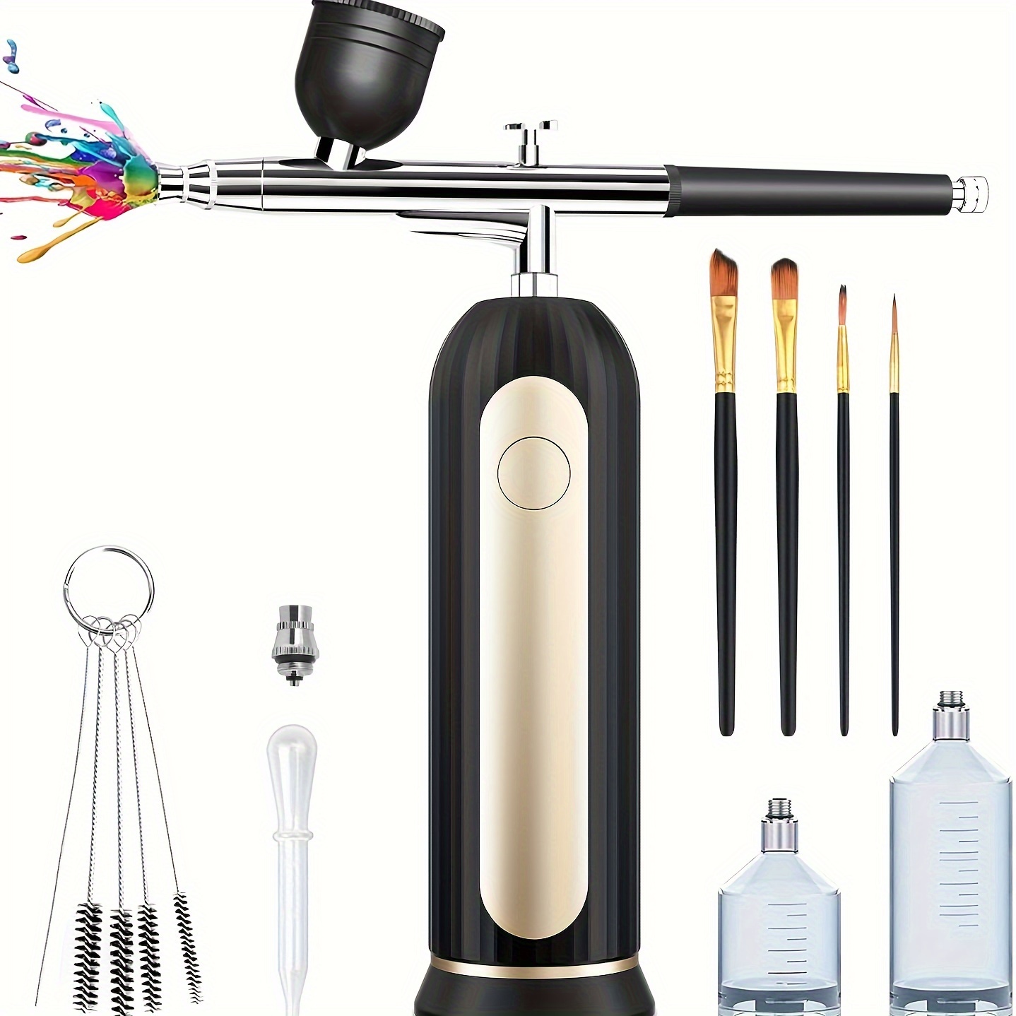 

Airbrush Kit Rechargeable Cordless With Compressor - Portable Handheld Auto Airbrush Set For Makeup Painting Cake Decor Nail Art Barbers Model Coloring