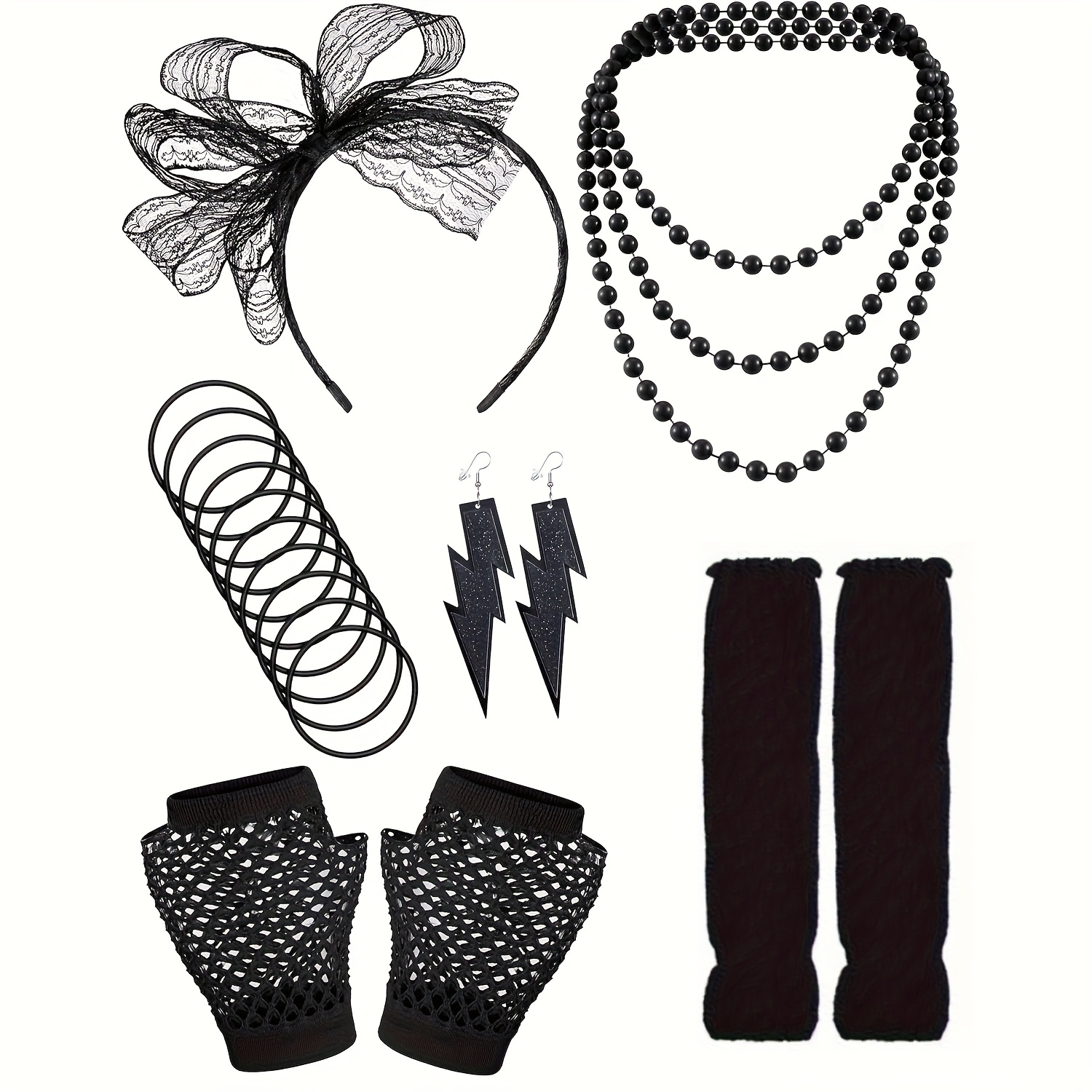 5 pièces d'accessoires disco des années 70, costume des années 1970, lunettes de soleil, robe de fantaisie des années 80 pour femmes, tenue de fête hippie rétro