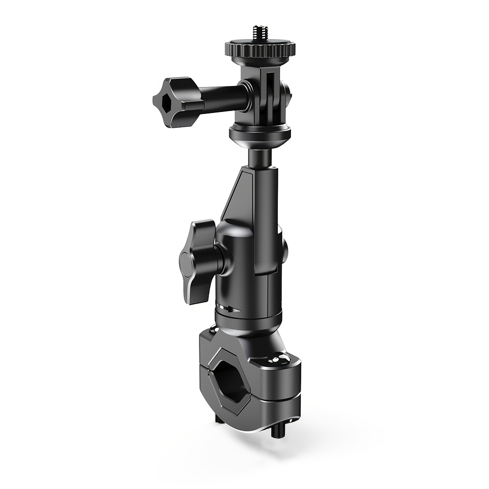 TEMU Support de Pince pour Caméra LRBH pour Vélo Moto Rond, Support de Pince de Rotatif à 360° avec Vis Universelle 1/4'', pour Gopro Max Hero 12 11