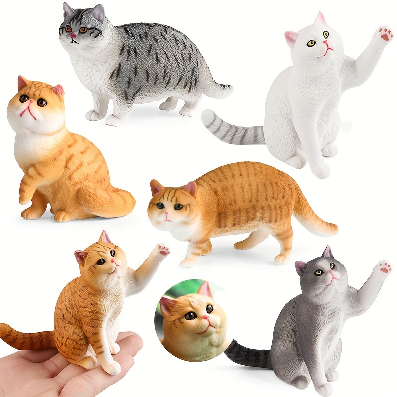 Realistic Grey Orange Cat Figurine Set Perfect Educational - Temu