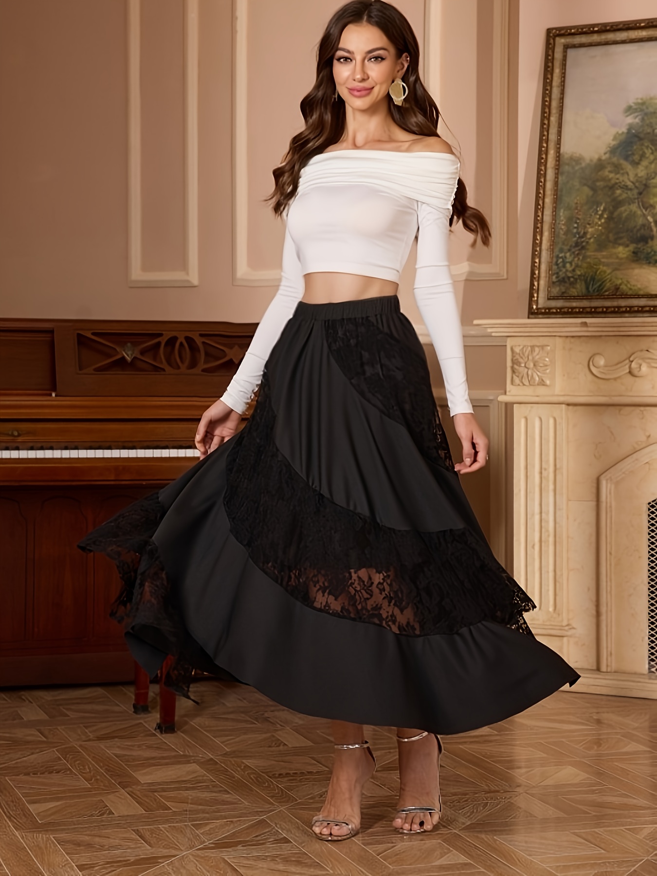 asymmetrical lace skirt sold on Temu United States