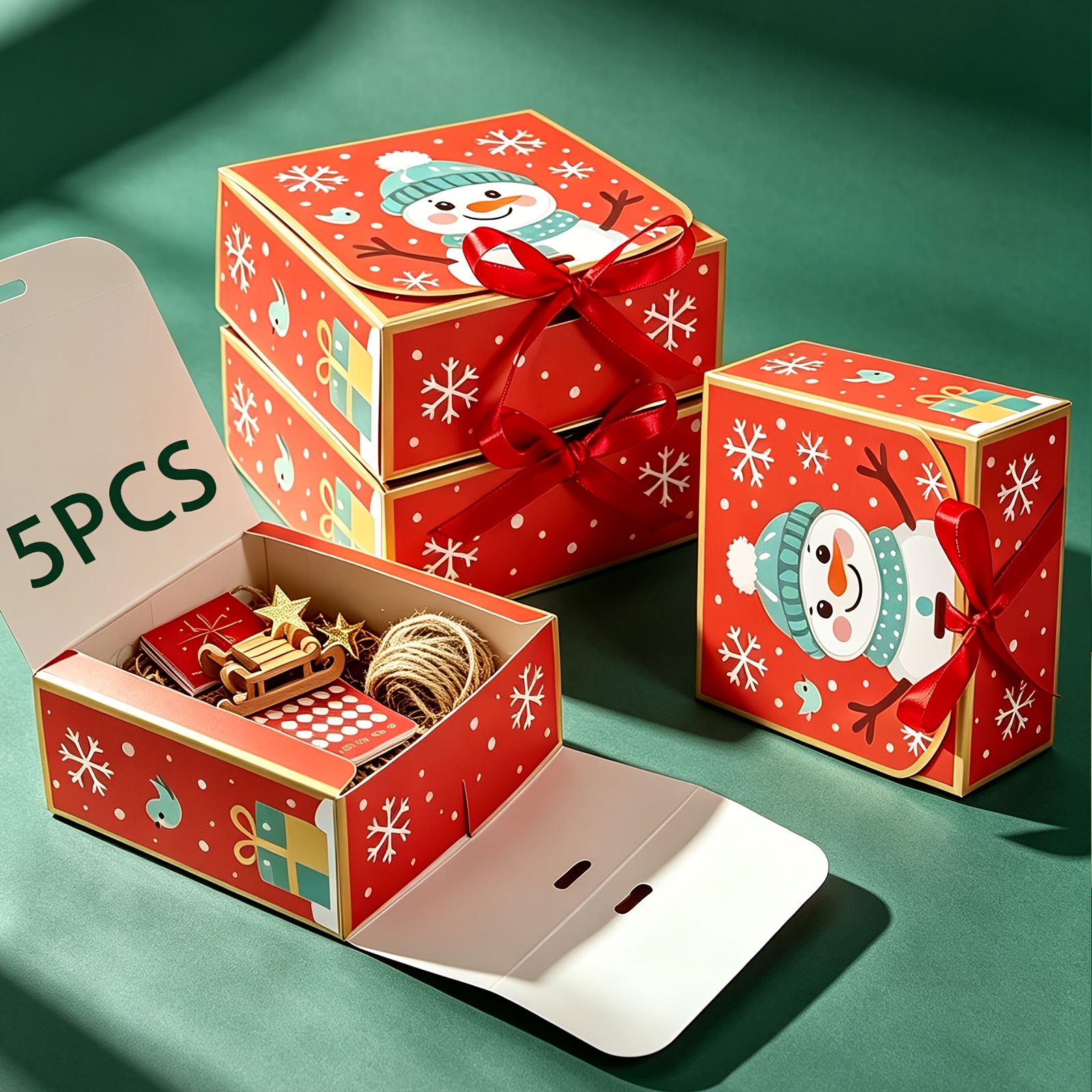 TEMU 5 piezas/Cajas de regalo de Navidad de lindo, cajas de embalaje de papel con de de Navidad, cajas de almacenamiento de recuerdos para fiestas