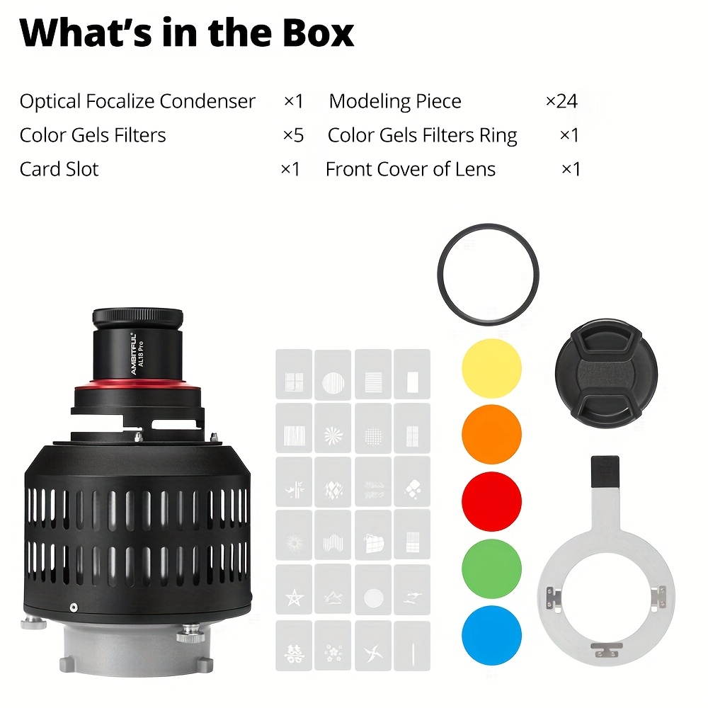 Ambitful Conical Bowens Mount Kit Al-18 Pro Al-18pro Featuring A 50mm Lens, Designed For Video Artists To Shape Light Settings For Led Video Lighting Or Continuous Light Output