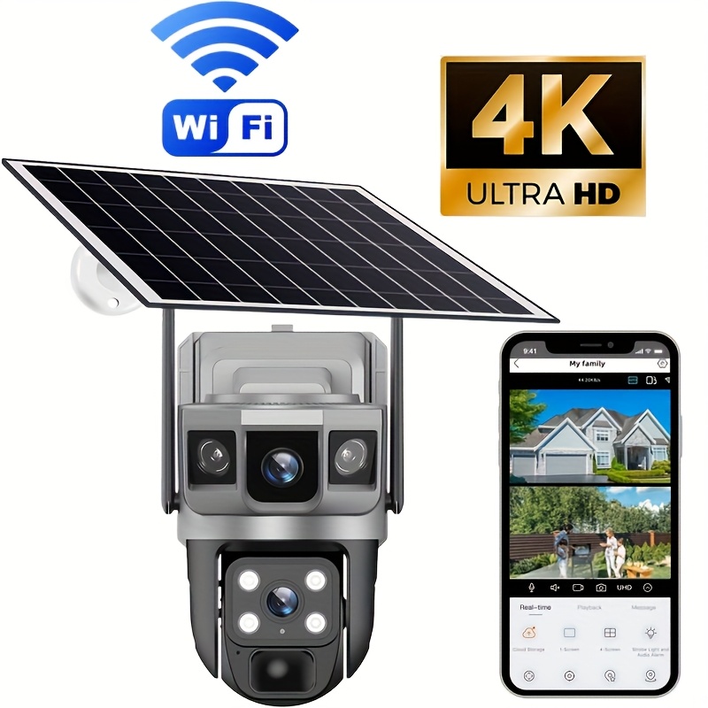 solar outdoor security camera 4k ultra hd ptz pan tilt zoom Temu