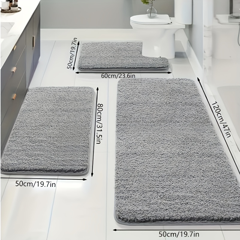 Image of 3pcs Solid Color Absorbent Soft Plush Bath Mat, Bathroom Rug, Comfortable Carpet, Home Decor Accessory, Room Decoration, Laundry Room Mat, Outdoor Entryway Rug