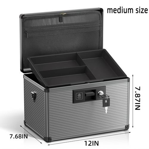 1pc portable lockable metal storage box with keys tray home medicine cash organizer secure medicine box for jewelry tools gifts
