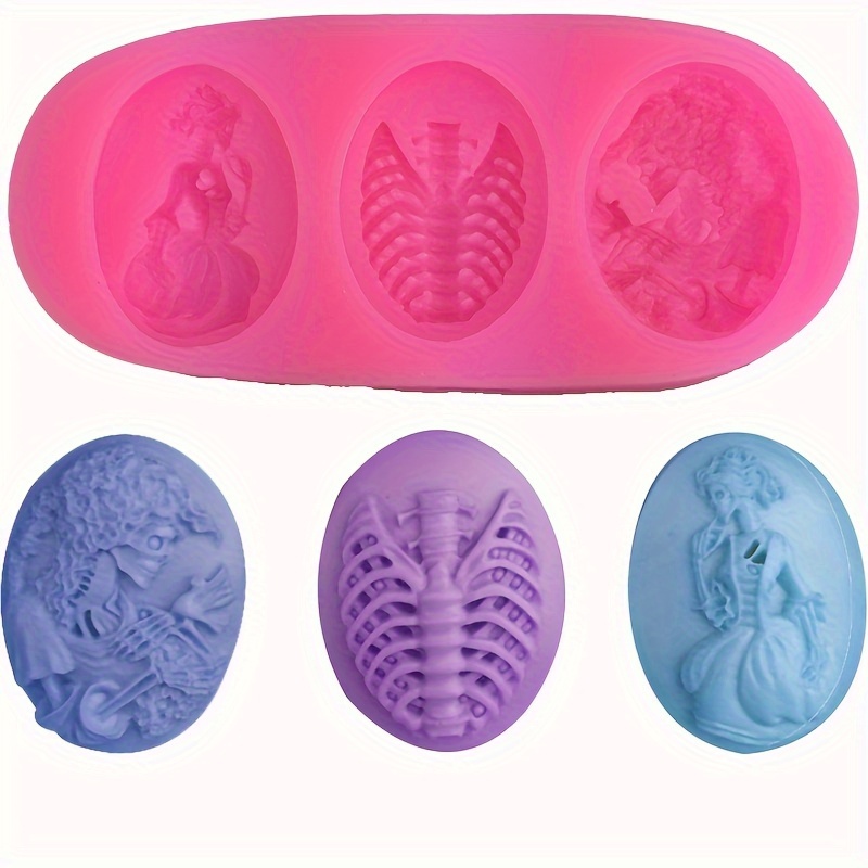 

1pc, Creative Oval Skeleton And Ribcage Silicone Cake Mold For Fondant And Soap, Ideal For Decorations, Baking Tools