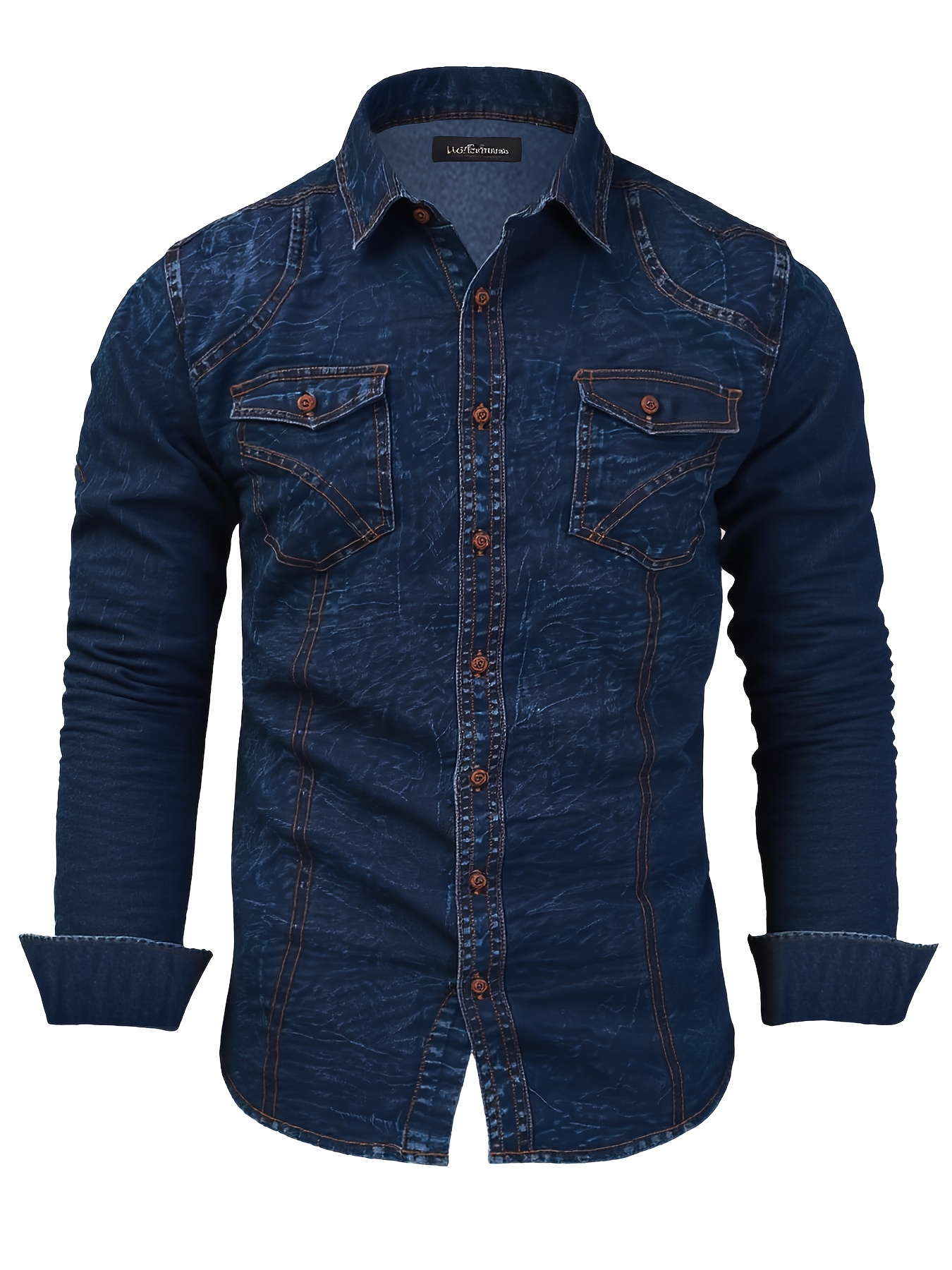 Men's Denim Shirt for Spring and Autumn, Fashionable New Trend Denim Jacket, Men's Tie-Dye Denim with Double Pockets Design, Men's Shirt Jacket