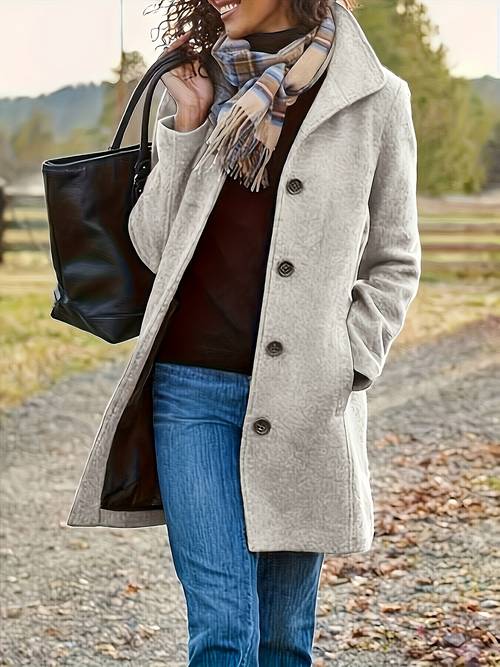 long coat for women in solid color stylish and casual high quality outerwear