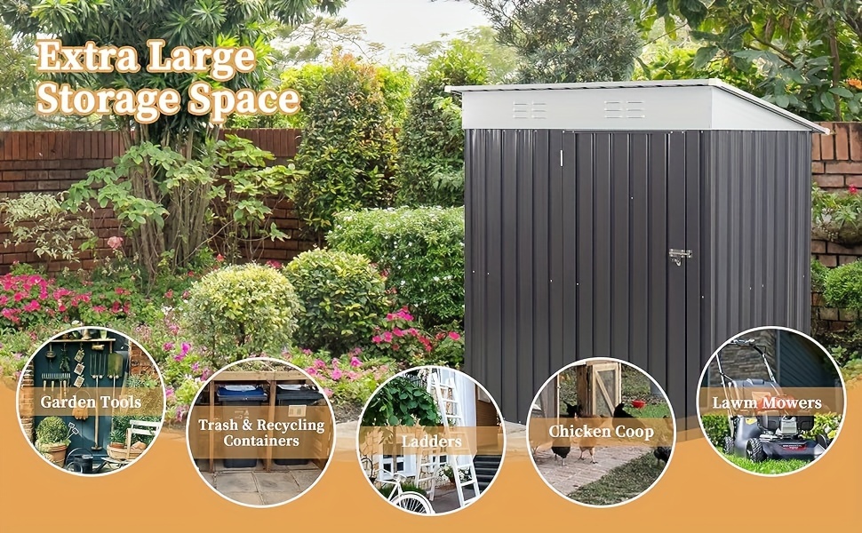 Outdoor Storage Shed Waterproof Metal Garden Sheds - Temu