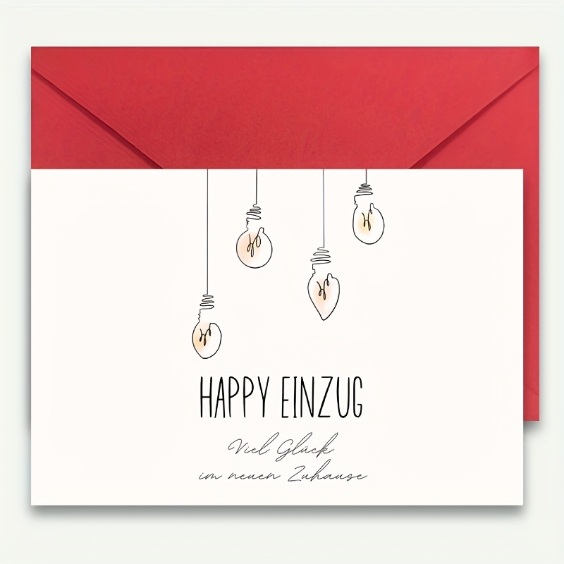 TEMU 1pc German With Red Envelope - " " Message, Light Bulb Design, Gift For , Card | Elegant Calligraphy Design | Festive Border, Home Decoration