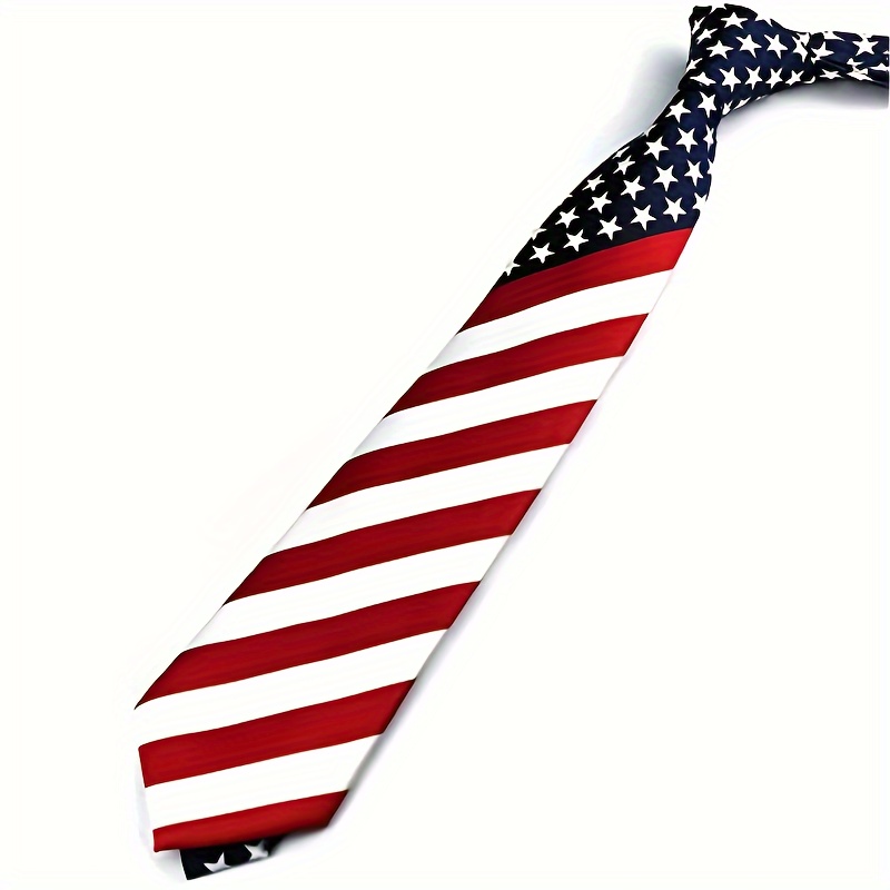 

1pc Men's Flag Stripe Tie, Polyester, Woven, For Gift