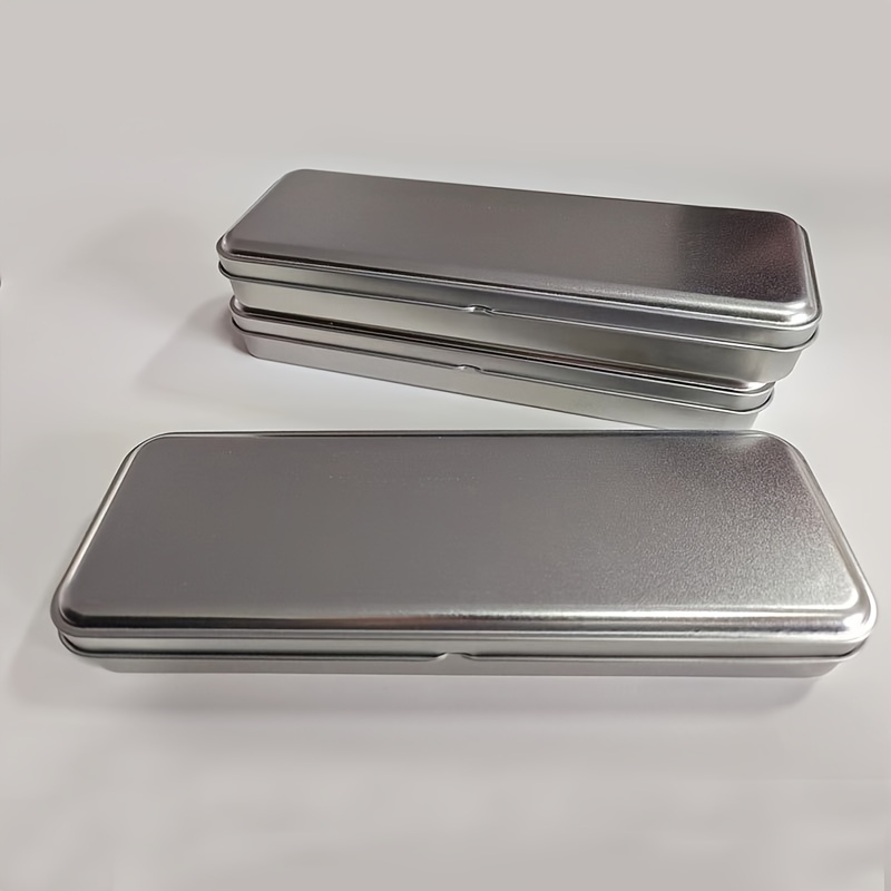 

1pc Geometric Metal Pencil Box: Desk Organizer For Pens, Pencils & Markers