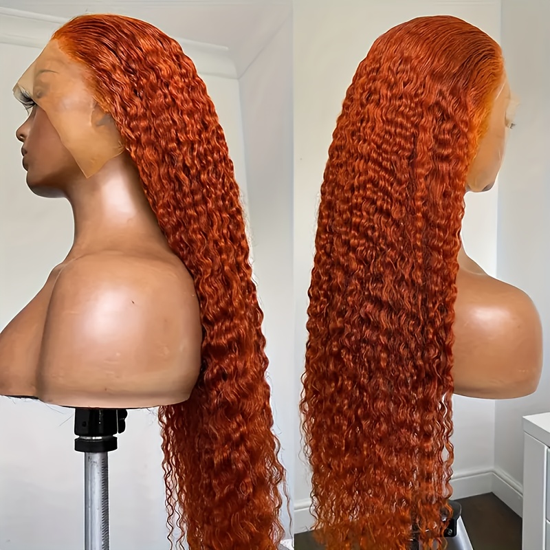 

New Year Deal Ginger Lace Front Wigs Human Hair 13x6 Hd Lace Ginger Curly Wigs Human Hair 180% Density Lace Front Wig Pre Burnt Orange Human Hair Wig For Women Colored 22 24 26 28 30 32 34 Inch