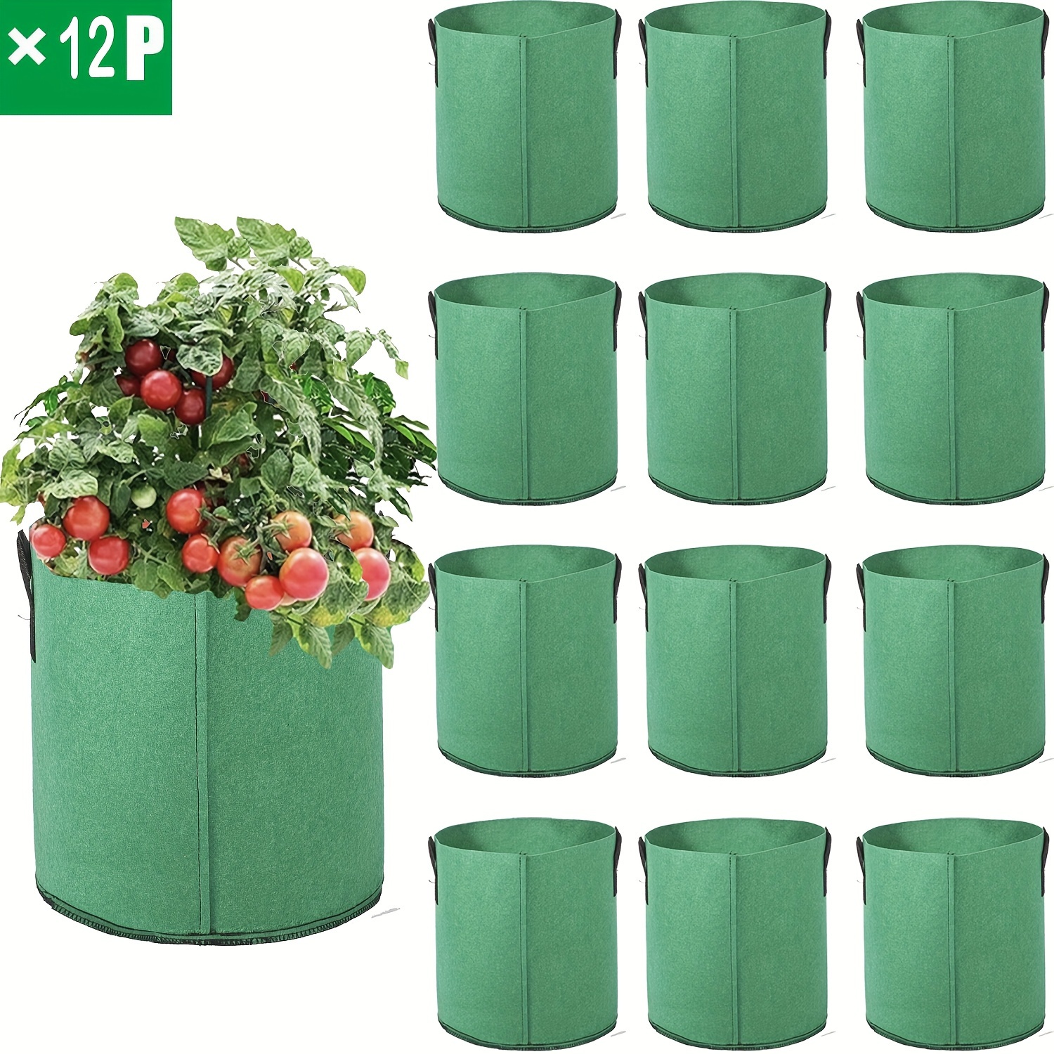 12 Paquetes de 18.93/26.5 L Bolsas para Cultivo de Patatas Mejoradas con  Divisores, Contenedores para * Patatas con * Macetas Aerodinámicas  Reforzadas y Gruesas para Tomates, Fresas, Zanahorias * en ..., image size:1500x1500