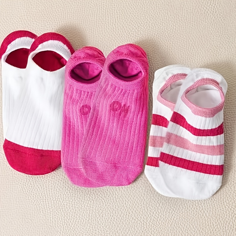 Image of 3 Pairs Of Stylish Striped Boat Socks For Women For Spring And Summer