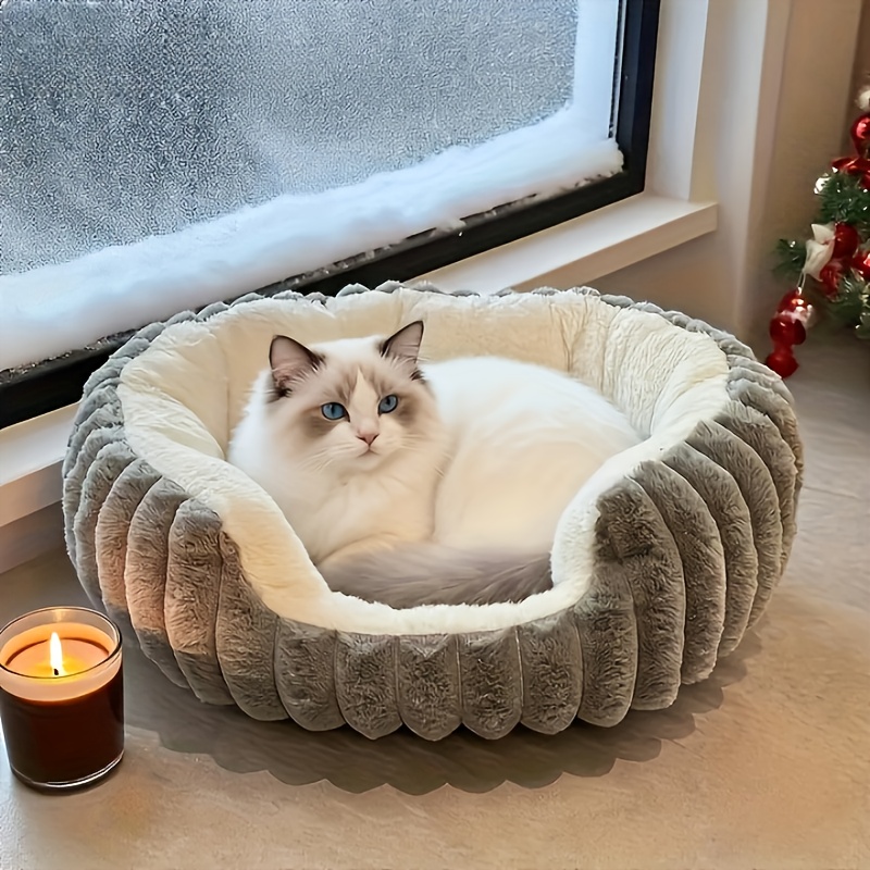 Indoor Cat Round Bed, Super Soft And Warm Dog Bed, Portable And Easy to Clean, Fluffy, Suitable for Small Dogs And Cats
