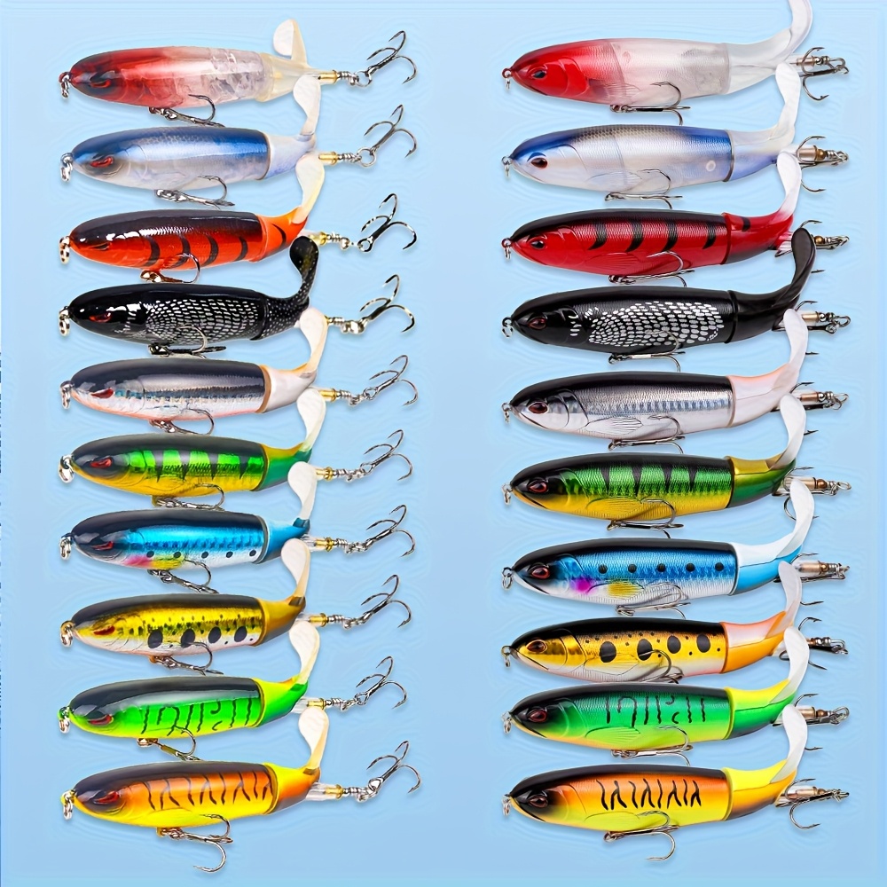 TEMU 20pcs Fishing Lures Mixed Size Pencil Lure Kit Bass Lure Floating Pencil Topwater Fishing Lures