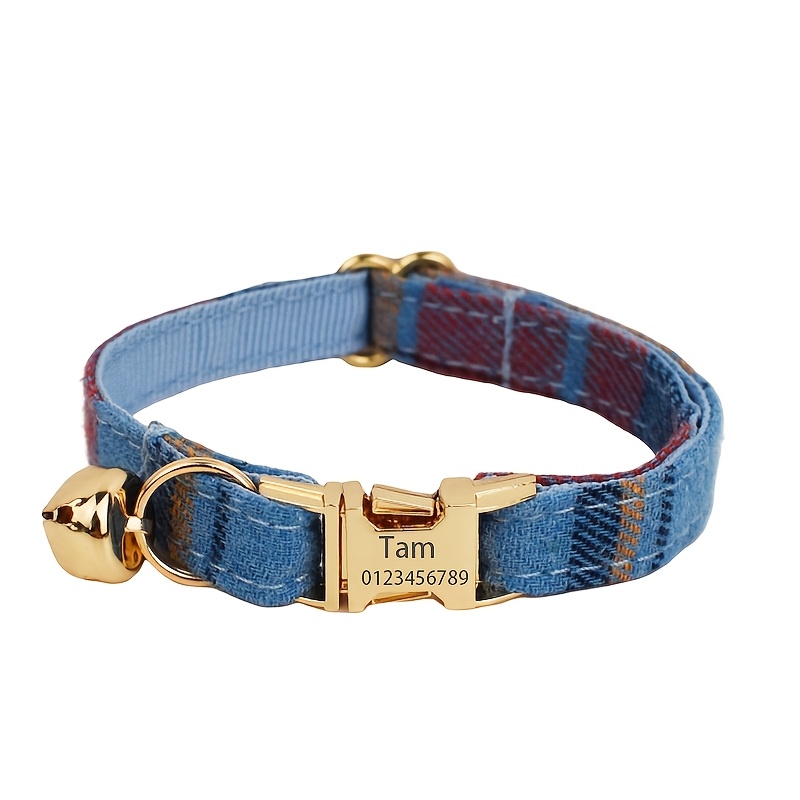 TEMU [custom] 1pc Personalized Pet Collar With Owner's Phone Number Engraving, , Anti-loss Cat Collar Series Dog Collar Cute Bell Collar Adjustable,