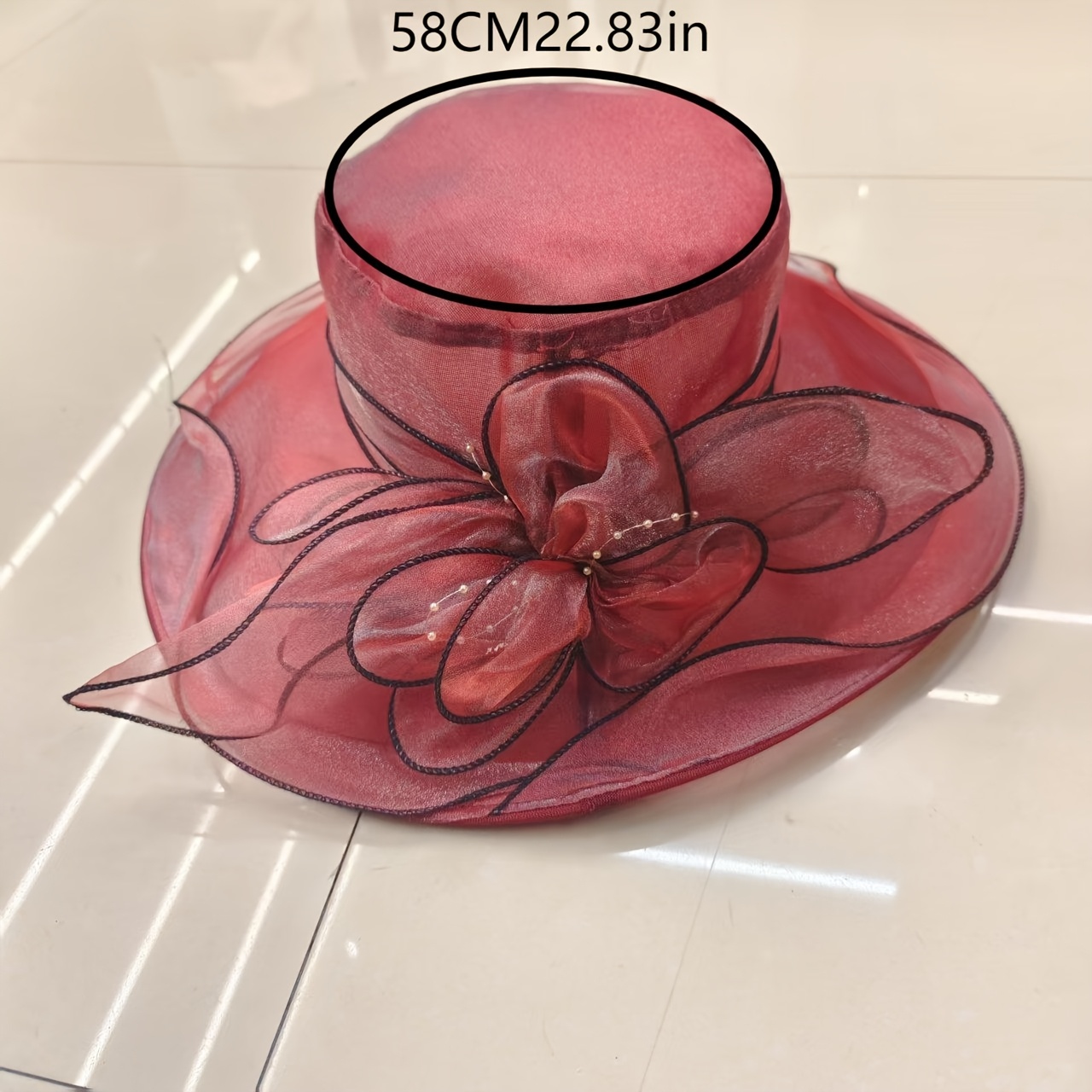 a floral embellished tulle brim solid color - Temu Ireland display picture 3