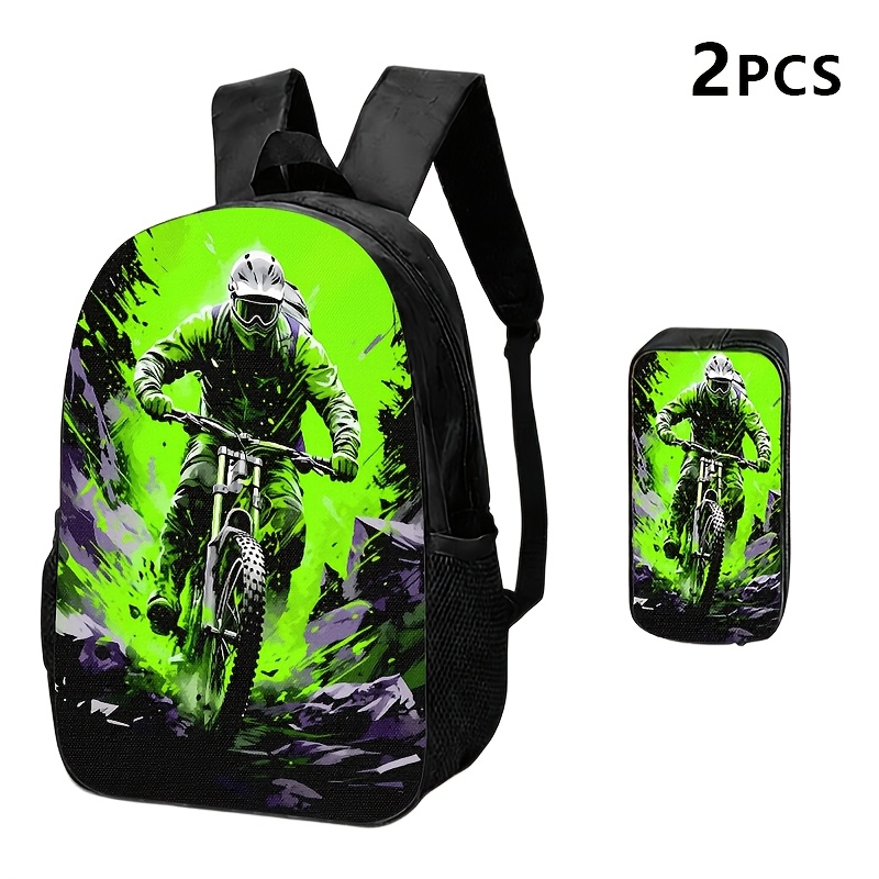 TEMU 1pc/2pcs/3pcs Aiky Neon Themed Backpack, Crossbody Bag & Pouch Suitable For Outdoor Gear, Commuting, Travel, - Design, Hand Washable, For &