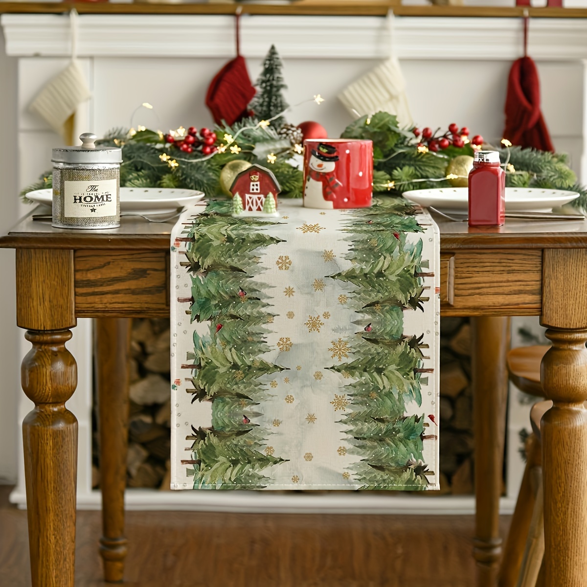 

& Christmas Table - Polyester, Rectangular Dining Decor For / Parties