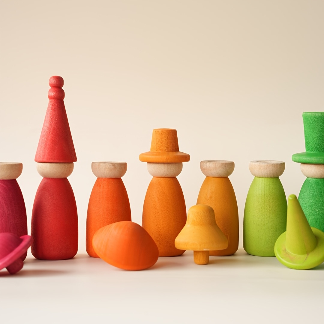 12pcs Colored Changeable Hat Dolls for Pretend Play