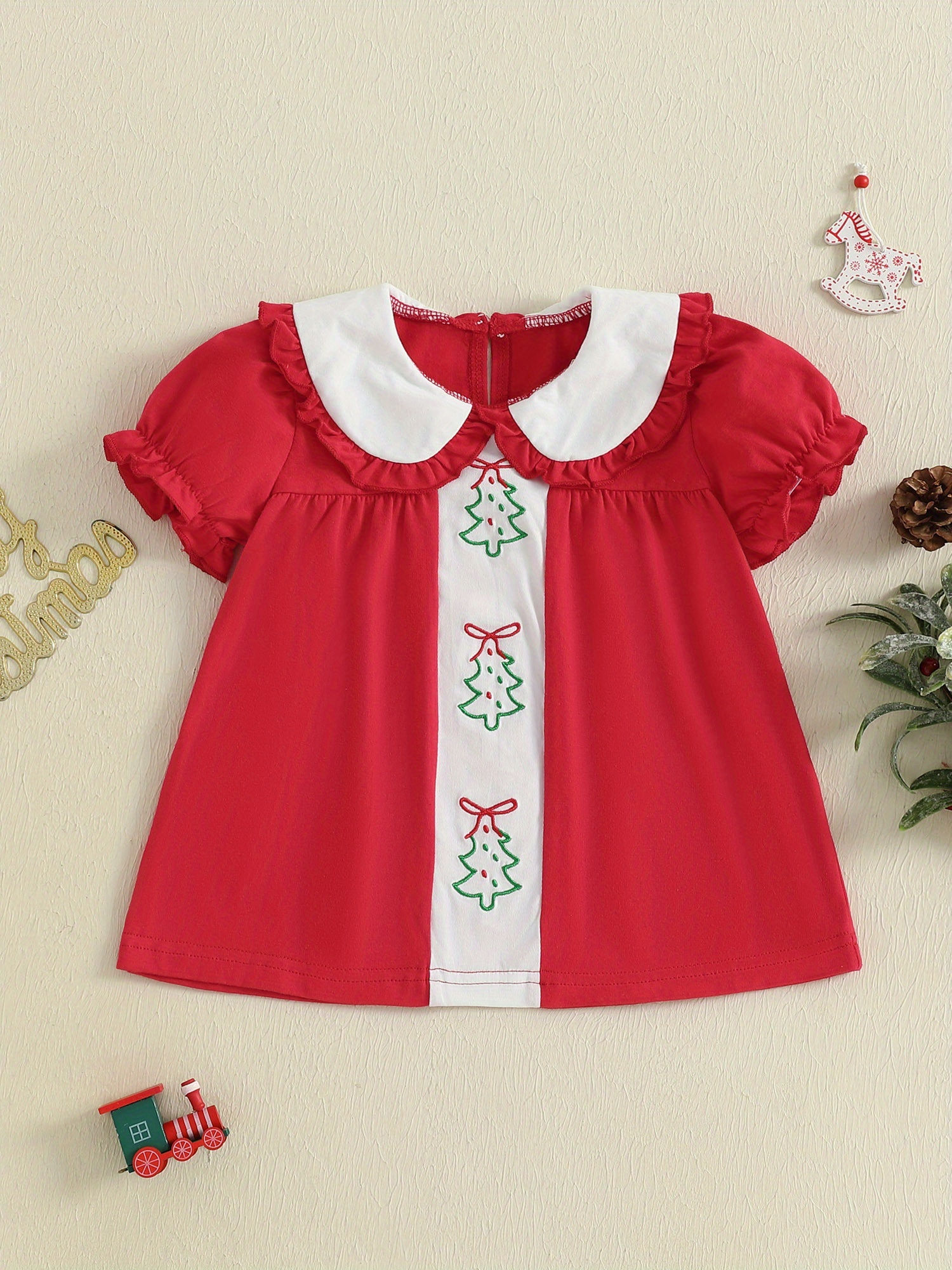white christmas dresses Baby Girl Red Long Puffy Dress Toddler Birthday Christmas Princess Dress, Red / 5-6 Years (130cm) main image 0