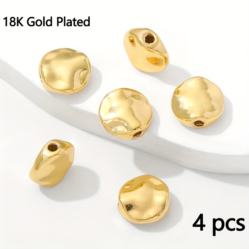 TEMU 4 piezas de cuentas redondas de 10*3.8 mm, separadores de latón para pulseras, material para hacer joyería y manualidades DIY