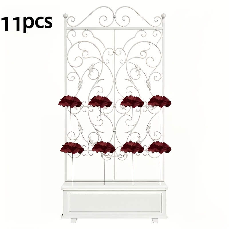 TEMU 11pcs Wine Red Light Luxury Ambiance Artificial Hydrangea Flowers With Wire Stems | Suitable For , Home Decor/parties, Mother's Day, Spring,