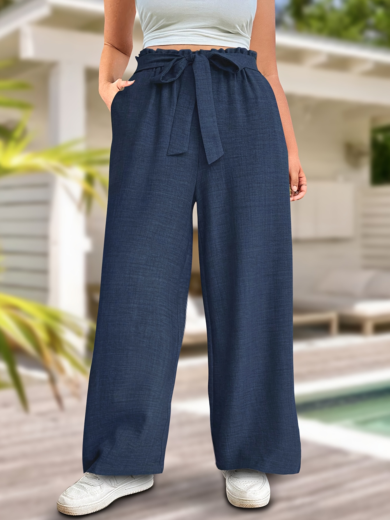 1pc elegant solid color wide leg pants women spring summer Temu