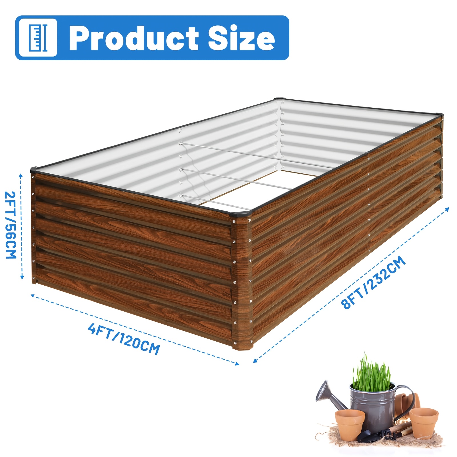 TEMU Raised Garden Bed Kit Outdoor, Large Raised Garden Box, Metal Planter Box For Planting Plants Vegetables