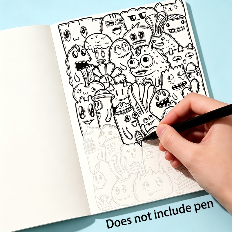 1pc Stress Relief Doodle Sketchbook, 1pc Coloring Book For Relaxation And Tracing, Line Drawing Manual, 22 Different Patterns, Pen Not Included