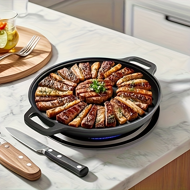 1  function cast iron griddle   non stick pan for pizza bbq pancakes compatible with all stovetops ideal for home kitchen and outdoor cooking 8