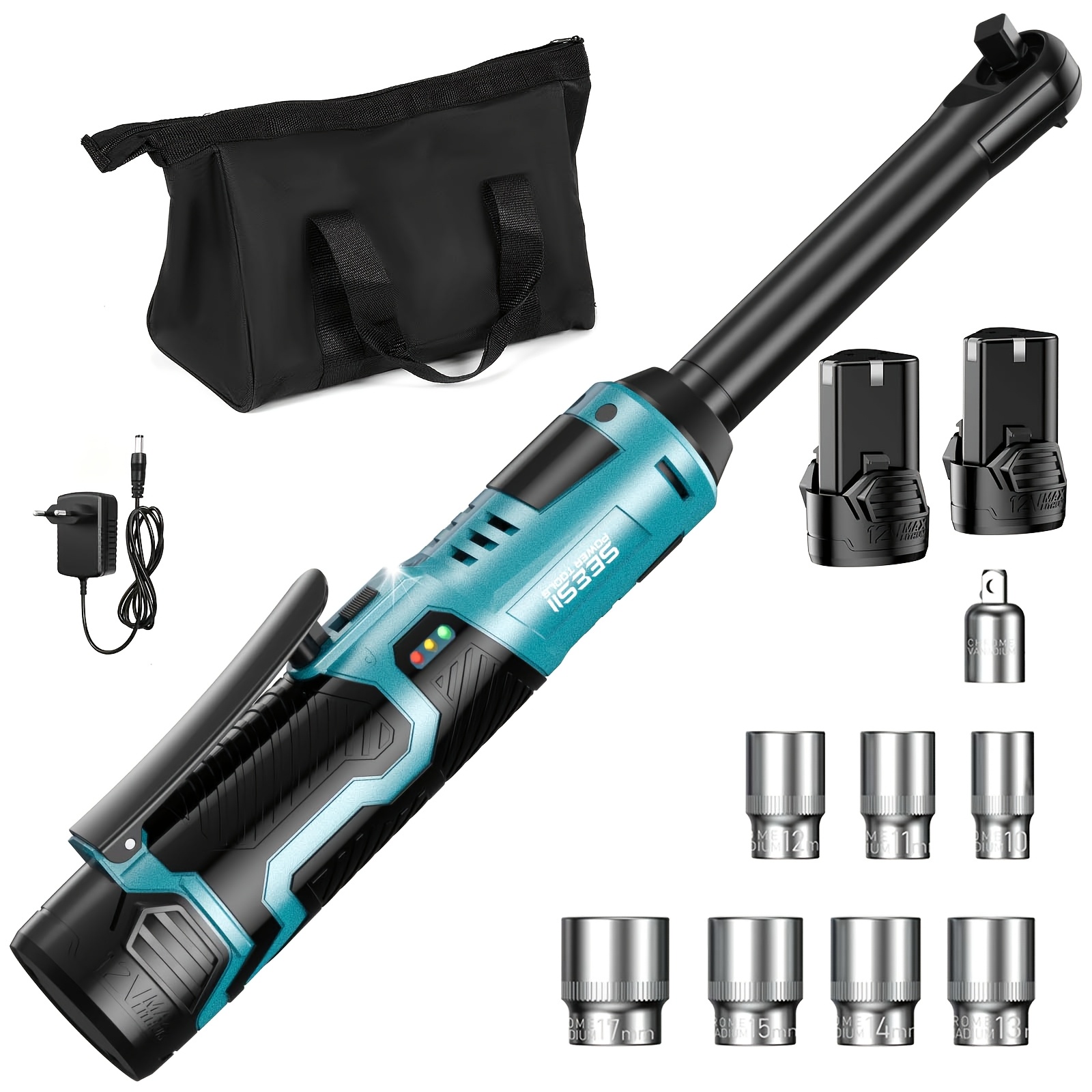 Seesii 15 cm akumulatorski raglja ključ, 3/8 palca 400 RPM akumulatorska raglja, 55N.M električni raglja ključ, akumulatorski set raglja kljuÄ