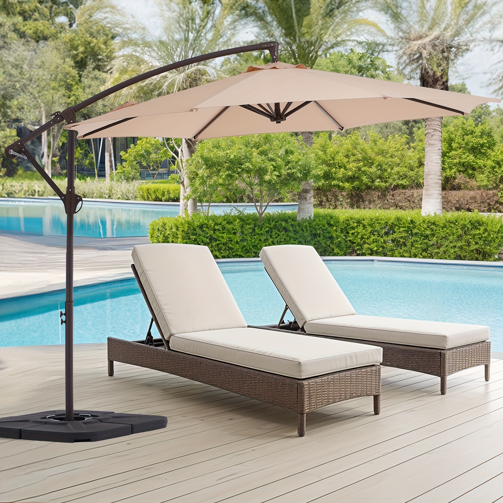 patio 9.5 cantilever offset umbrella double vented 360 heavy duty -  furniture - Temu